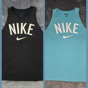 Nike Black and Teal Women's Tank Tops Small Medium